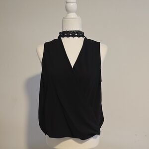 BCX Black Sleeveless Wrap Top